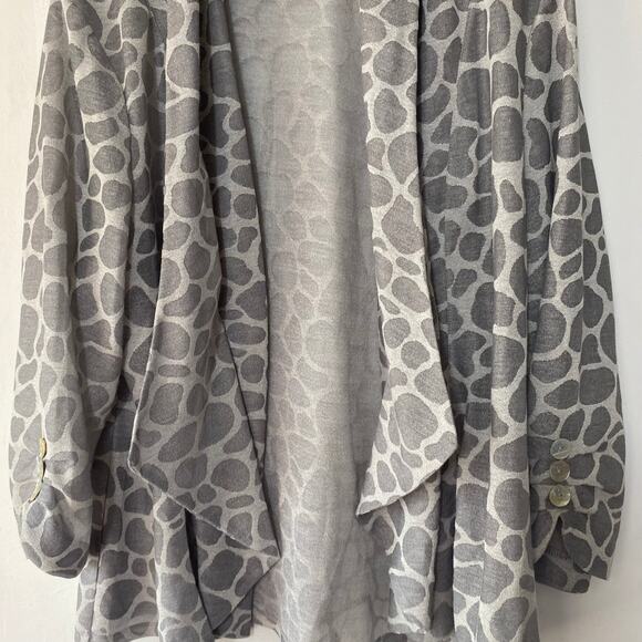 Peck & Peck Giraffe Print Open Front Cardigan Sweater‎ XL Lightweight Drape Knit - Picture 6 of 7
